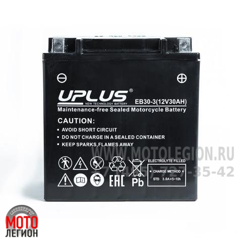 Аккумулятор мото Uplus Super Start High Performance EB30-3, 30 Ач