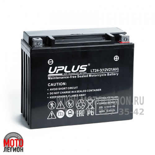 Аккумулятор мото Uplus Super Start LT24-3, 21 Ач