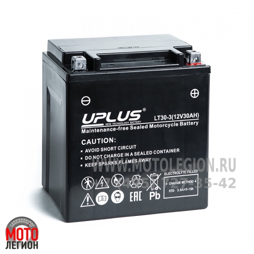 Аккумулятор мото Uplus Super Start LT30-3, 30 Ач